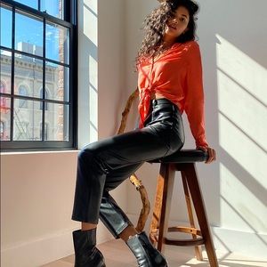 Aritzia like Melina Leather/Rebel Pants in Brown